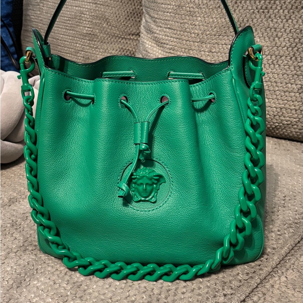 Versace La Medusa leather Bucket Bag
